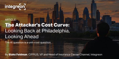 Article banner: Philadelphia skyline at sunset with a person by the river; headline reads "The Attacker's Cost Curve: Looking Back at Philadelphia, Looking Ahead"